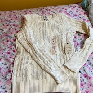 Ivory cable knit sweater, never worn. New with tags